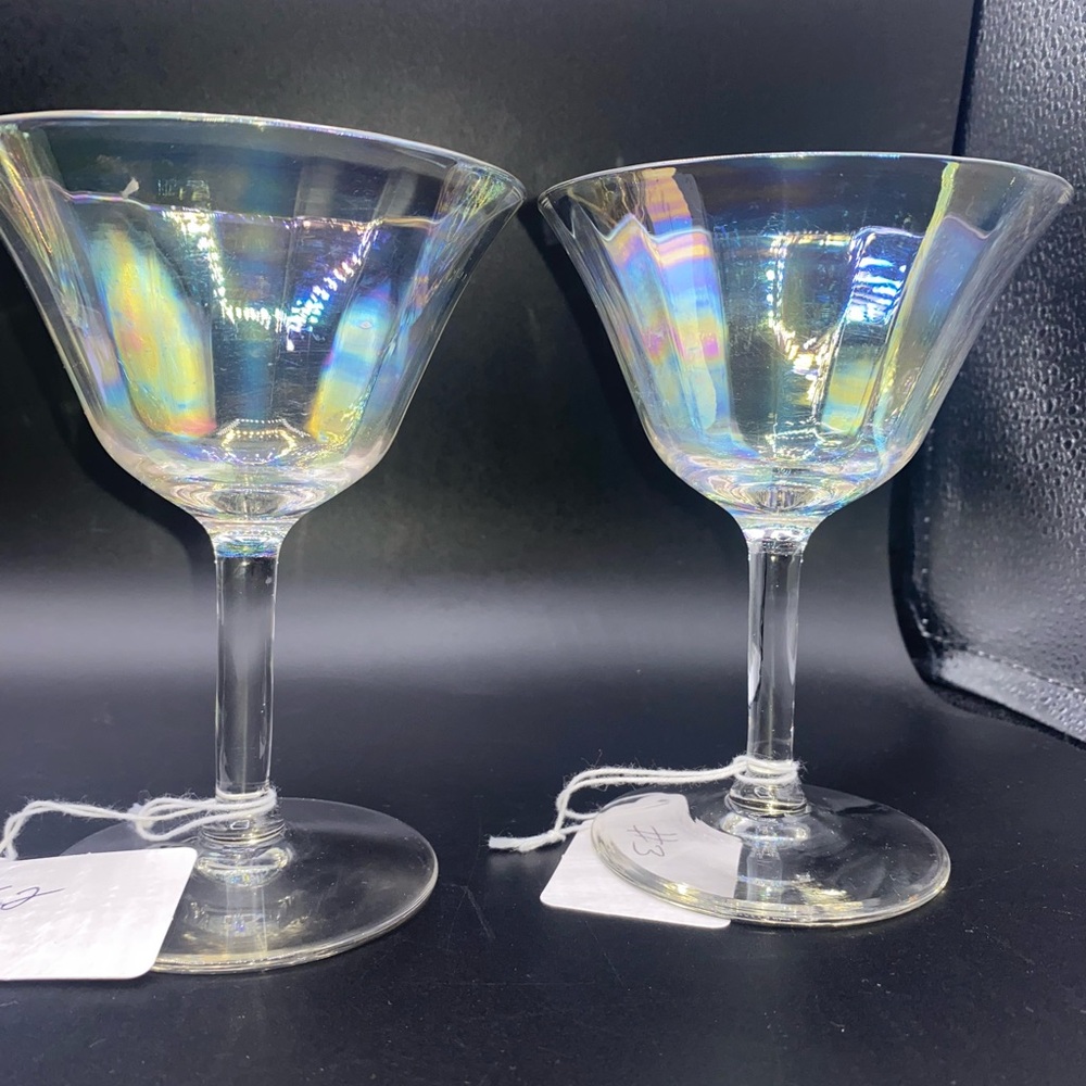 4 Vintage Iridescent Optic Cocktail Glasses - Picture 2 of 4